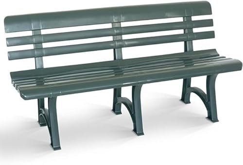 Tomaino - Panchina Da Giardino In Plastica - Panca da Giardino da 3 o 4 Posti - Panchina da Esterno per Balcone, Terrazzo Veranda - Panca in Plastica New Verde