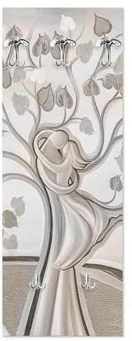 Lupia - Appendiabiti da Parete, Tema Famiglia e Amore, Albero Abbraccio 46x125 cm, Salvaspazio, Alta Definizione, 5 Ganci Inclusi, Facile Montaggio, Realizzato in Italia, Design, Legno