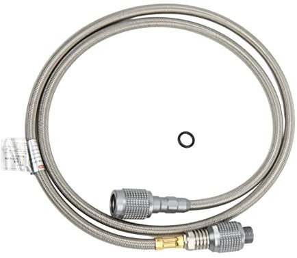 Gas Hose 107cm Length with Stainless Steel Flexible Propane Adapter Hose EN417 Lindal Valve Male for Camping