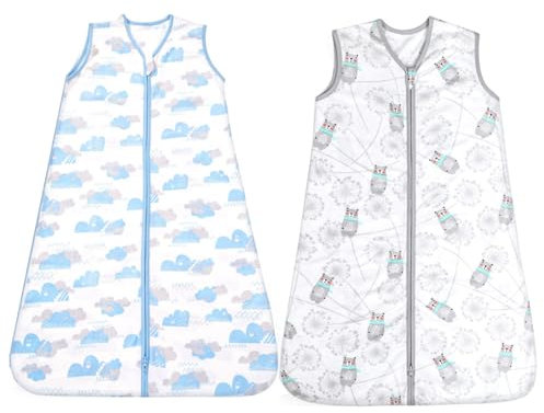 Liwein 2Pcs Schlafsack Baby Sommer, Atmungsaktiv für Frühling - Höhe 75-85cm