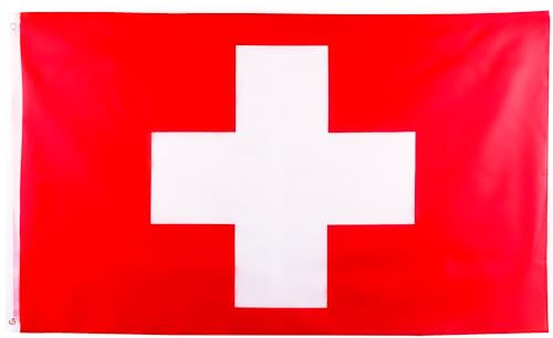 Bandera Grande de Suiza 90x150 cm (5x3ft) Gigante Estandarte suizo para Mundial de Fútbol 2026 Fiesta Nacional Juegos Olímpicos Deportes Decoración Adornos Bar Jardín Calle Tifosos Fiesta