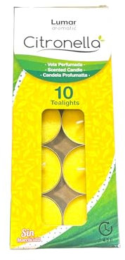 Candele profumate alla citronella per esterni e interni, tealights alla cera di soia al limone, confezione da 10 pezzi, 5 ore.