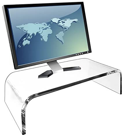 Blogiiup Acrylic Monitor Stand, Clear Monitor Riser with Sturdy Platforms, 11.8x8x2.8inch Transparent Monitor Stand, PC Desk Stand for Keyboard & Mouse Storage