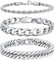 Richsteel Edelstahl 3 Stück Armbänder für Herren gestapelt 9MM Breite 1:1 Kette & 8MM Breite Double Weave Runde Bogen 4 Seite Schleifen & 3MM Twist Armband Silber 21CM