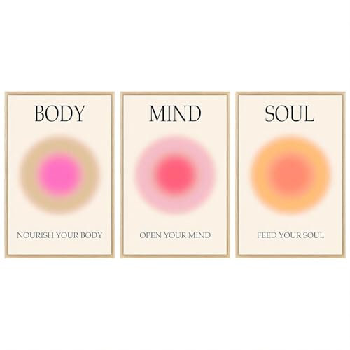 Enthusiasm 3 Panels Colourful Gradient Aura Angel Numbers Poster Sets for Room Aesthetic Colourful Aura Gradient Canvas Wall Art for Bedroom Office (Aura, Unframed) (50 x 60 cm)