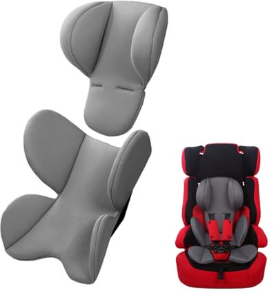 JM Universal Sitzauflage Kinderwagen,Weiche Autositz Gepolstert,Kinderwagenauflage für Kopf,Körperstützkissen,Baby Sitzeinlage,Nacken-Matte zum Schutz,Sitzverkleinerer für Babyschale Buggy (Grau)