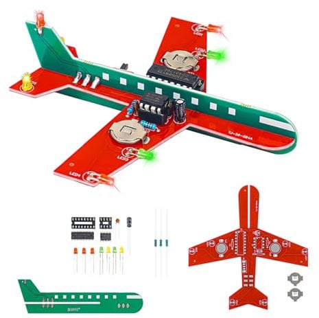 Gikfun Learning DIY Airplane Kit for Beginners, 3 Color LED Flashing Lights Soldering Project Kit for High School Student Practice EK8486