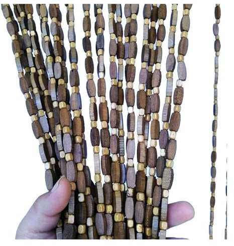 DGAMHF Trennwand, Perlenvorhang, Holzperlen, Türschirm, Wanddekoration, Wohnzimmerteiler, Mit Aufhängung(100x200cm)