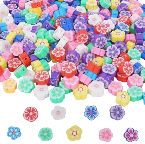 Minnhua 300 Stück Blumen Perlen für Armbänder, Qualität Bracelet Making Kit, Kreativ Clay Beads, Polymer Clay Perlen für DIY Halskette Ohrringe Armband Schmuck Handwerk