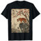 Vintage Japanese Tiger with Cherry Blossoms Tree Woodblock T-Shirt