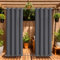 LiveGo Outdoor Curtains Waterproof with Grommet (Top and Bottom), 2 Panels Privacy & UV Protection Windproof Curtain for Porch, Pergola, Garden, Backyard (Dark gray, 140 * 275cm)