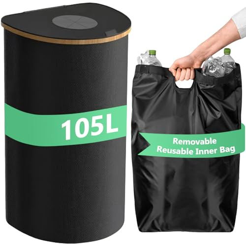 Vautvis Pfandflaschen Sammelbehälter, 105L Pfandflaschen Behälter Groß | Pfandflaschen Sammelbehälter Mit Deckel Und Abnehmbaren Tragetaschen, Flaschensammler Leergut, Fandflaschen Sammelbehälter