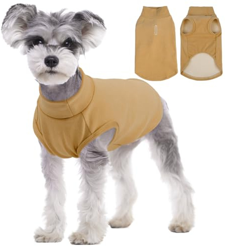 Kuoser Hundepullover,Fleece Pullover Hund,Fleecejacke kleine Hunde, Braun S | Hundepullover für kleine, mittelgroße & große Hunde, leichte körpernahe Hundeweste, elastischer warmer Hunde Pullover Sweater