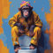 KANGBAWA Peinture par Numéros Adultes Enfants Débutants Singe de toilette coloré (6) DIY Kits de l'huile pour la Décoration de la Maison Livrée avec Peinture et Pinceau (40 * 50cm)
