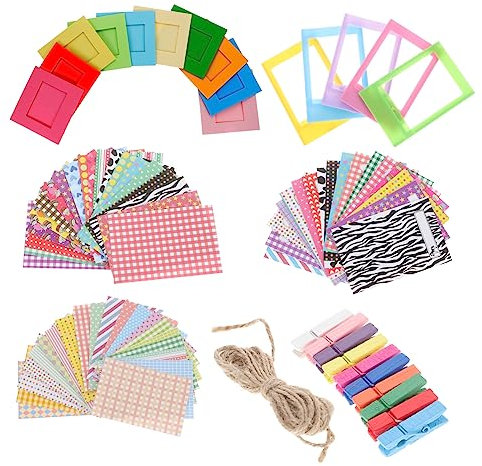 DIYEAH 1Set Photo Frame Stickers for Instant Camera Mini Hanging Display Kit with Clips for Customizing Memories and Home