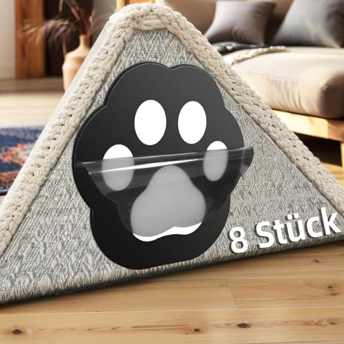 NatCot Antirutschmatte für Teppich mit Katzenpfote Geformt -8 Stück Anti rutsch Teppichunterlage Waschbar- Aktualisierte Hochwertigen Materialien zum Schutz vor Kräuseln des Teppichs