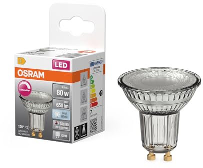 Osram LED-Spot Reflektor Superstar PAR16 80 dimmbar, 4000 K neutralweiß, 6,9 W, GU10, 120°, 650 lm, 15.000h, für Spotbeleuchtung, Geschäfte