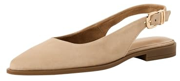 Tamaris Damen Sling Pump flach Leder, beige, 41 EU
