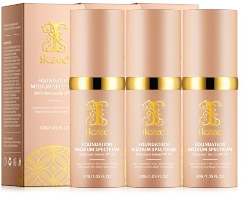 P-Beauty 3x SPF 50 Sonnenschutz Serum mit Foundation Effekt - Tönende Sonnencreme für Gesicht mittlere Deckkraft - Feuchtigkeitsspendend & Anti-Aging Pflege Serum mit UVA UVB Schutz - Make up mit LSF