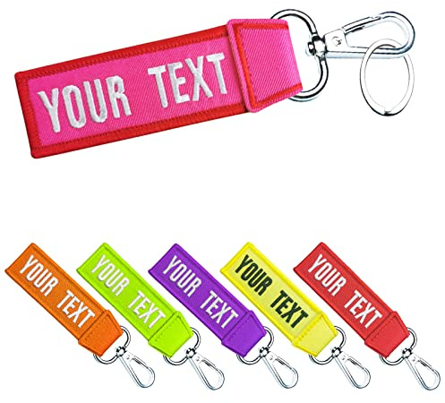 misscase Personalisierte Schlüsselanhänger für Motorrad ATV Auto und Roller, benutzerdefinierte Gepäck Stickerei keyTags für Reiserucksack Koff