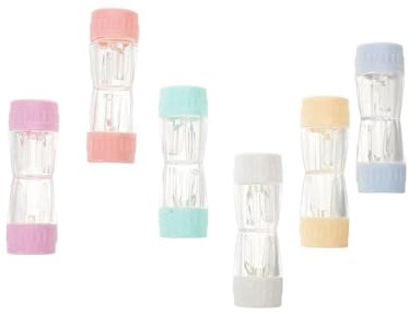 ERINGOGO 6pcs Plastic Contact Lens Barrel Case Cute Dual Compartment Box | Travel Lens Storage Holder, Portable Soak Storage Container, Travel Lens Storage