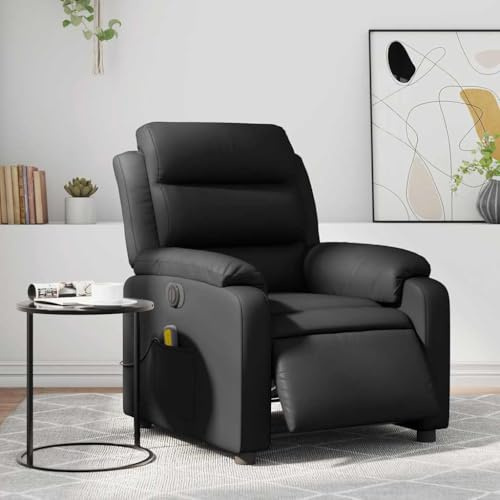Mimdixy Fauteuil TV pour salon - Fauteuil de massage électrique en cuir synthétique noir - Pour salon et chambre à coucher - Installation rapide