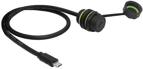 FINEANDENG USB-C Panel Installation Cable M20 Threaded Waterproof Type-C Female to Type-C Male Extension Cable for Chassis,Panels,Outdoor Cameras,etc(3.28 Inch)