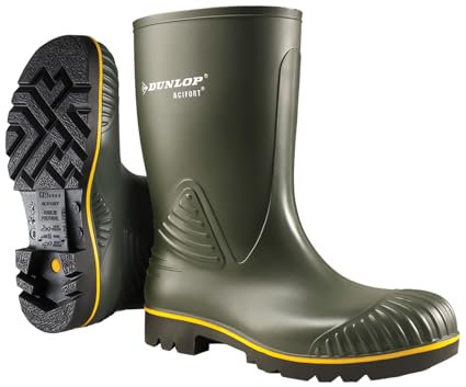 DUNLOP Protective Footwear, B06XQFDNXR, Acifort, In Vitello Pesante, Verde Scuro/Giallo, Taglia 48 EU