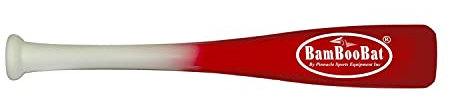 BamBooBat Baseballschläger aus Holz, 45,7 cm, weißer Griff, hellrot