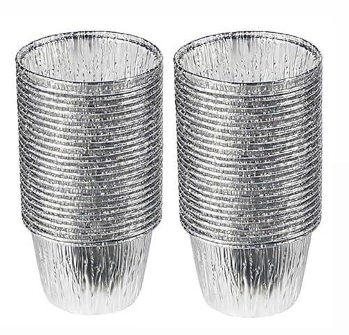 50 Bakery Direct Round Disposable Foil Christmas Pudding Dishes/Basins Cupcake Cases Pie Dish Tray Baking Tart Muffin Yorkshire Pudding