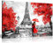 Panther Print Reproduktion eines Ölgemäldes „Roter Regenschirm vor dem Eiffelturm in Paris“, Kunstdruck auf Leinwand, rot, A0 91x61cm (36x24in)
