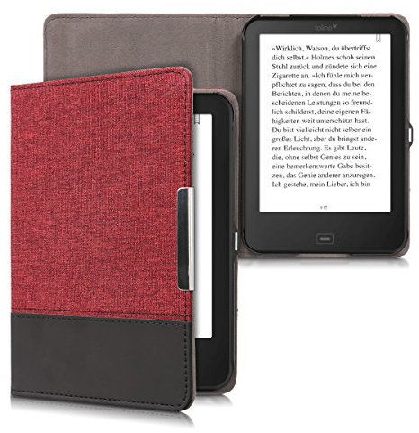 kwmobile Hülle kompatibel mit Tolino Shine 2 HD - Canvas eReader Schutzhülle Cover Case - Dunkelrot Schwarz