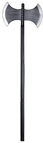 Doppelaxt Halloweenzubehör Krieger Axt Horroraxt 4 teilig ca 106cm grau für Halloweenparty Horrorparty Kostümzubehär Halloweendeko