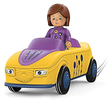 Toddys by siku 0104, Zoe Zoomy, 3-teiliges Spielzeugauto, Zusammensteckbar, Inkl. beweglicher Spielfigur, Hochwertiger Schwungradmotor, Gelb/Lila, Ab 18 Monaten