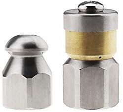 OTOTEC 2pcs Buses de Jet d'égout G1/4 Convient pour Vidange de Nettoyage Jet de Tuyau Nettoyeur Haute Pression, 1 Avant 3 Arrière et 3 Arrière rotatifs