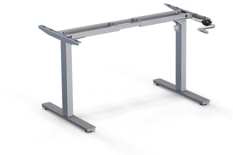 ergoni Eco - manuell höhenverstellbares Tischgestell - mit Kurbel ohne Strom (grau Aluminium)