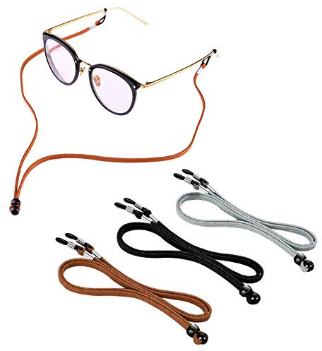 3 Stück Brillenband Sport schwimmfähig, PU Leder Brillenkordel Brillenbänder Brillenkette Anti-Rutsch Eyewear Strap für Lesebrille, Sonnenbrille und Sport