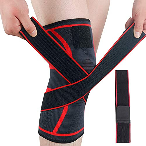 Quesuc Kniebandage, elastisch, atmungsaktiv, rutschfest, ideal für rissige Meniskus, Arthritis, beschädigte Bänder, Basketball, Volleyball, Laufen, Männer und Frauen
