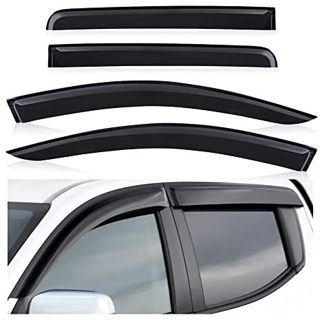 JHCHAN Windabweiser-Set für Mitsubishi Warrior L200 MK5 2015–2024, 4D-Doppelkabine Rauch-Regenschutz, Sonnenblende, externes Zubehör, Schutz, dunkles Acryl, 4 Stück