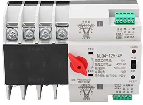 Dual Power Automatischer Transferschalter AC 400V 63A 4P 3 Phasen 4 Draht PC Hutschiene Netzumschalter Notstrom Umschalter für Kommunaler Strom, Generator