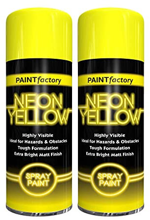 Classic Signature - 2 x Neon Yellow 200ML, Spray Paint Aerosol Fluorescent Bright Graffiti (Banksey) Matt Finish
