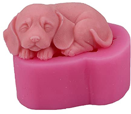 FUZITONG CAI 3D Silikonform Hund Form 3D Hundeform Tier Backformen FüR Fondant Kuchen Verwendet FüR Weiche SüßIgkeiten-Ton-Harz,Die KüChe Cupcake-Dekoration Silikon-EiswüRfelform Herstellt, Pink