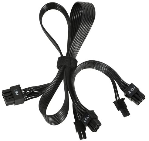 HABAGOU PCIE Cable for Corsair, 65cm PSU 8 Pin to Dual 6+2 Pin PCIE Power Cable for Thermaltake, Male to Male GPU Cable for ARESGAME Modular Power Supply (65cm+15cm)