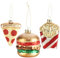 com-four® 3X Premium Christbaumschmuck - Fast-Food-Deko aus Glas - besondere Baumkugeln als Weihnachtsdeko - spezielle Weihnachtsbaumanhänger - Burger, Pommes, Pizza (3 Stück - Fast Food)