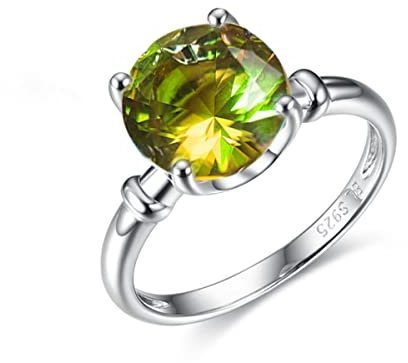 Bague en argent sterling 925 avec diaspore ronde changeant de couleur 10 mm, Pierre, Diaspore créée,