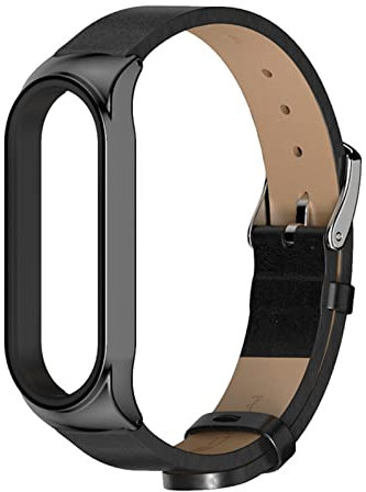 HYKEJI Leder Armband für Xiaomi Mi Band 5 / Mi Band 4 / Mi Band 3 Armband, Lederband Ersatzband mit Edelstahl-Verschluss Kompatibel mit Xiaomi Mi Band 5 / Mi Band 4 / Mi Band 3 (A)