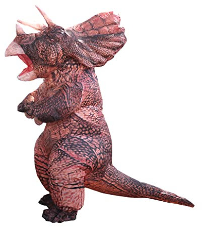 FXICH disfraz inflable triceratops dinosaurio para adultos,traje dinosaurio inflable salto aire soplado para Halloween, cosplay, disfraz disfraces (marrón)