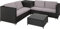 tectake Polyrattan Sitzgruppe für 4 Personen, Balkon Garnitur mit Sitzkissen, Aufbewahrungsbox draußen sowie Outdoor Couchtisch mit Glasplatte, Balkonmöbel Rattan - schwarz/grau