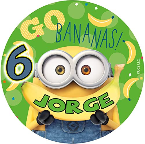 OBLEA o Papel de AZÚCAR, Minions, Personalizada Foto con Nombre, Edad y Texto, Foto Comestibles para Tartas de Cumpleaños, Varios Tamaños. DISCO
