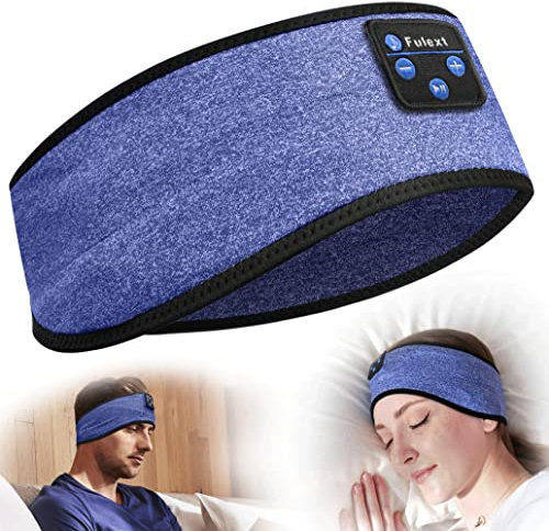 Sleep Headphones Bluetooth 5.2 Perytong Sleeping Headband 10H Music, Soft Elastic Comfortable ASMR Band, Birthday Gifts Christmas Stocking Stuffers for Women Men, Black Blue, PES01